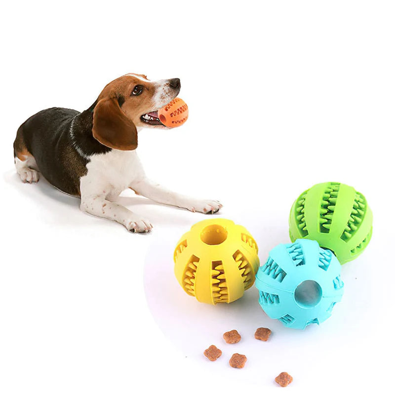 Rubber Treat Ball Dog Toy – Interactive Chew & Dental Cleaning Toy for Dogs