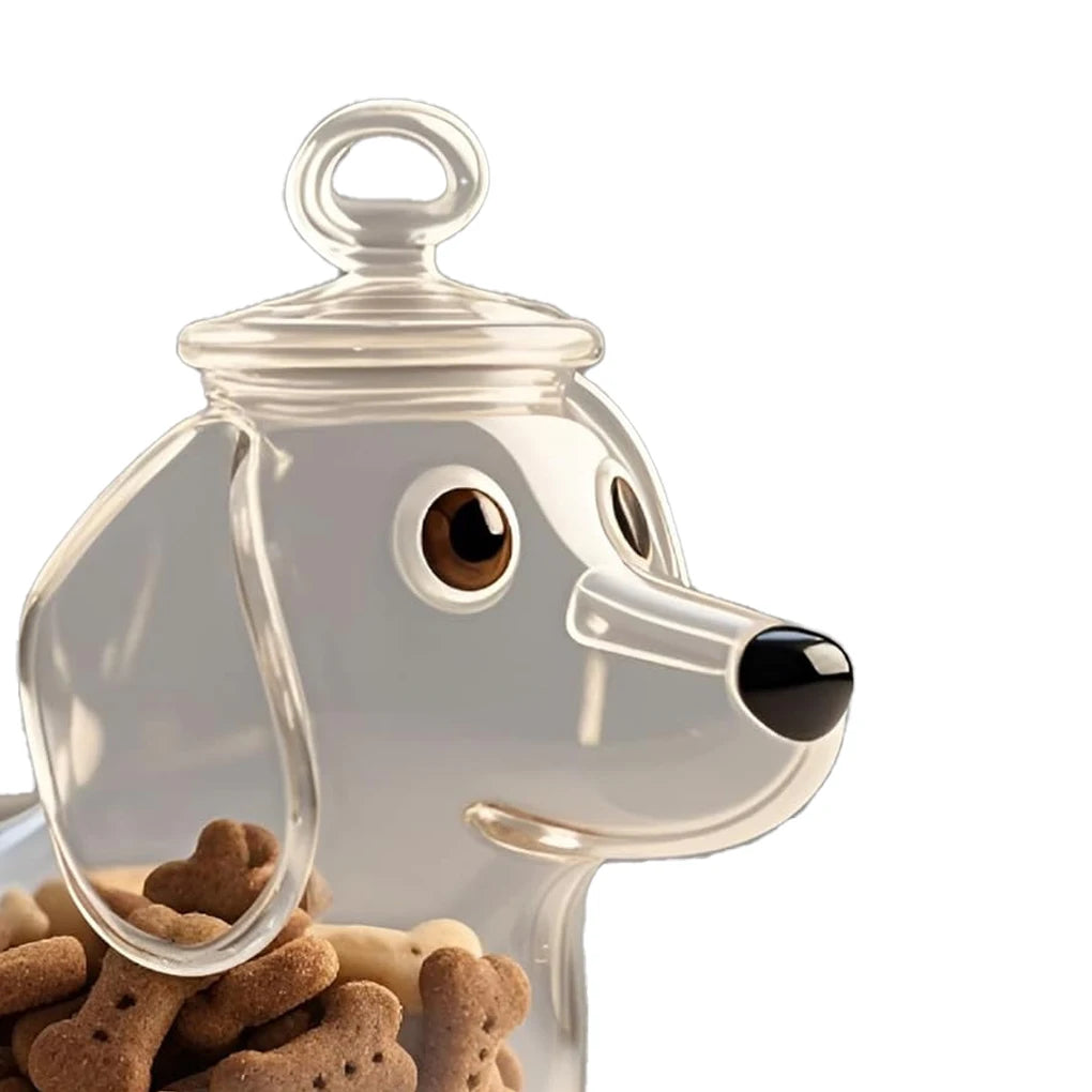 Dachshund Glass Treat Jar — Airtight Dog Snack Storage Canister