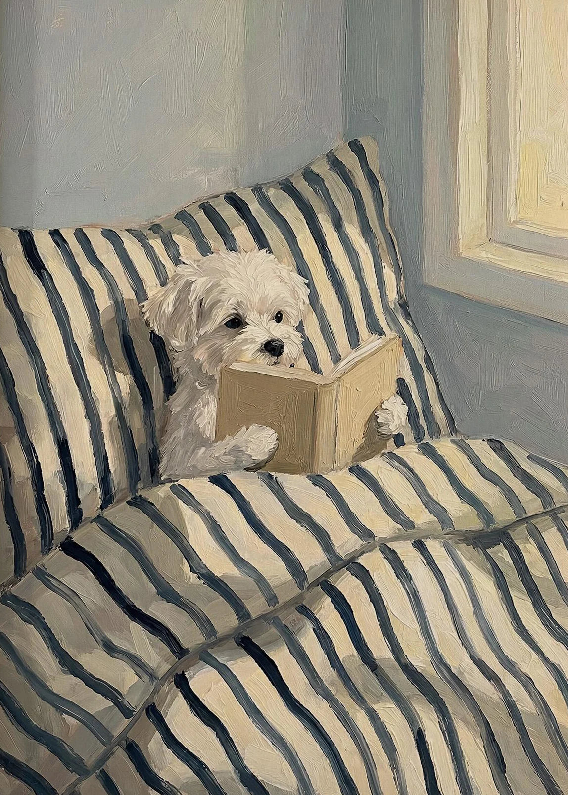 Funny Animals Reading & Relaxing Canvas Print – Dog, Cat, Fox & Raccoon Wall Art