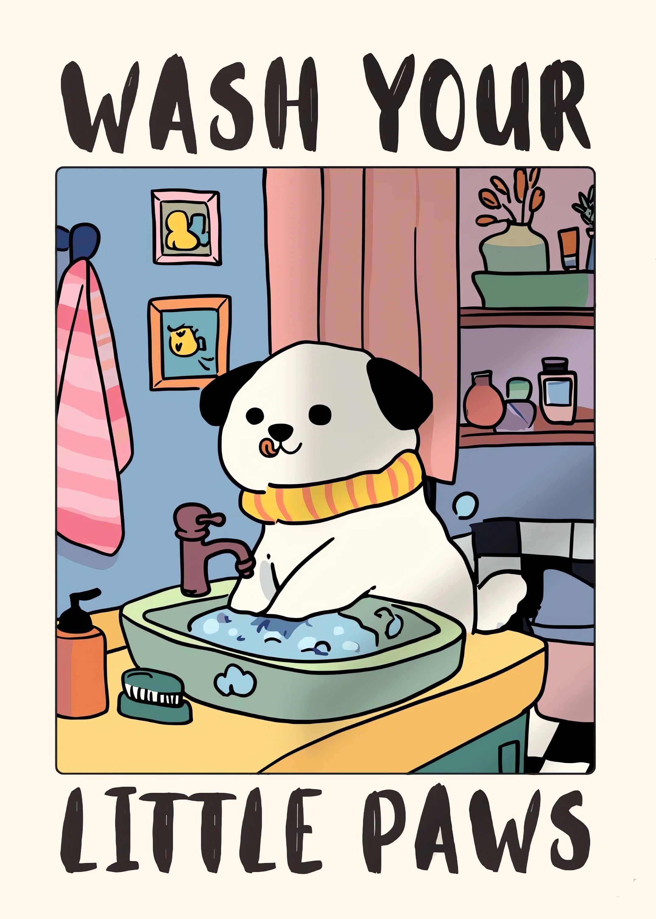Funny Dog & Cat Bathroom Poster – “Excuse Me, Are You Pooping?” Wall Art Print