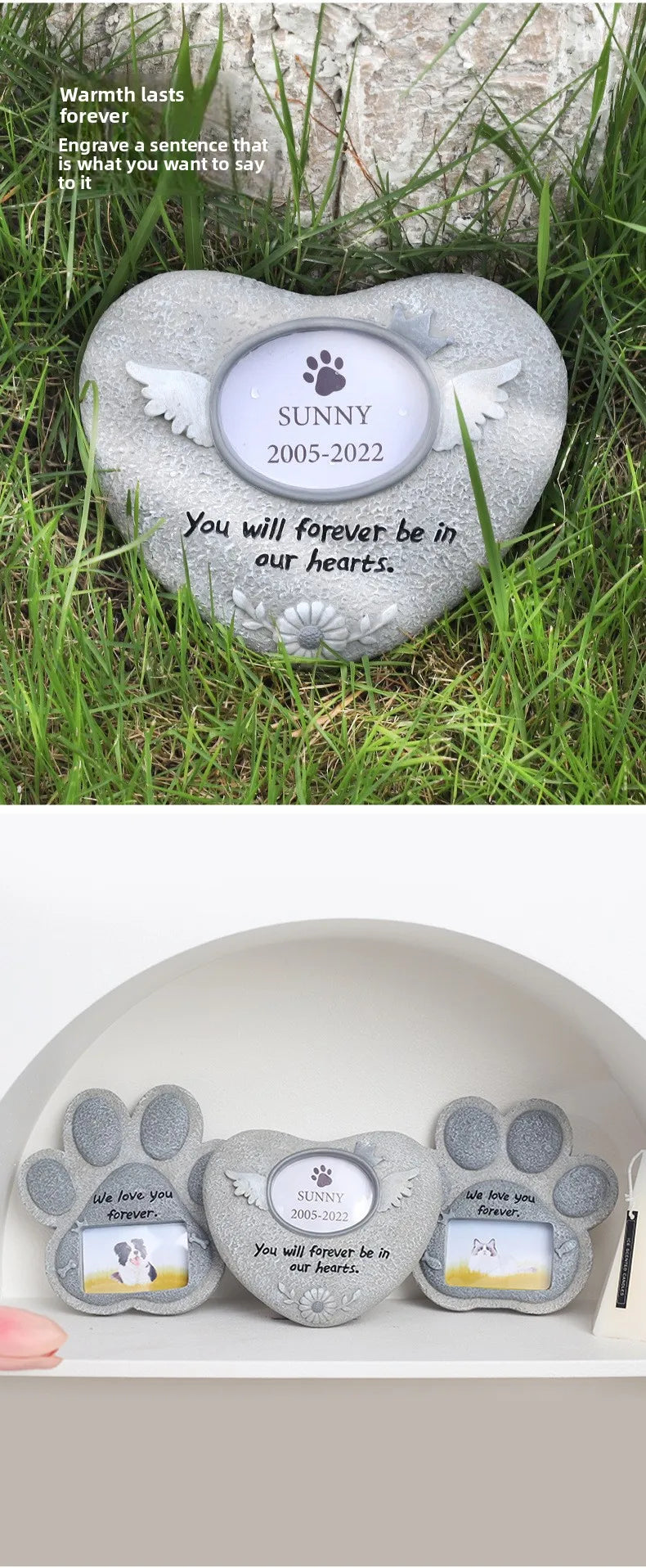 Pet Memorial Resin Tombstone – Desktop Ornament for Dogs, Cats & Small Animals