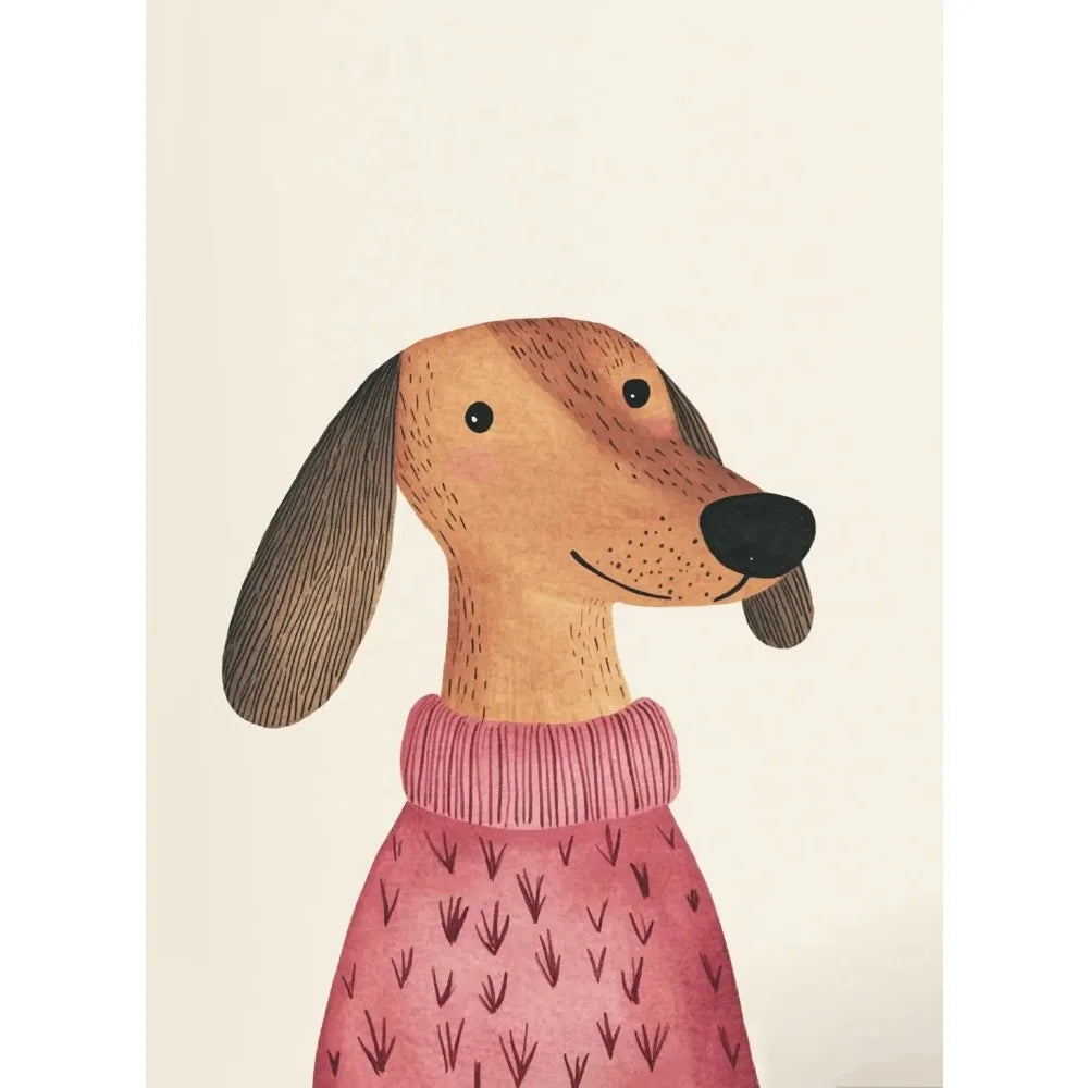 Cartoon Dog Illustrations Canvas Print – Cute Nordic Wall Art for Dog Lovers