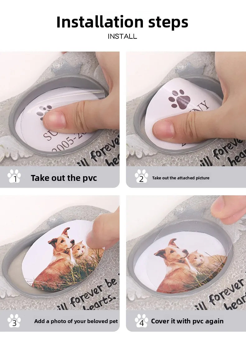 Pet Memorial Resin Tombstone – Desktop Ornament for Dogs, Cats & Small Animals