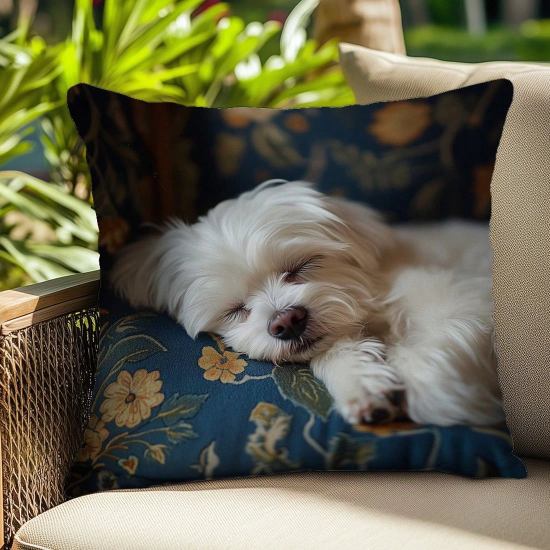 Cute Sleeping Dog Pillow Cover — Double-Sided Cushion Case 45×45cm