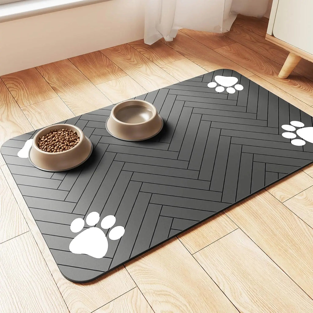 Absorbent Pet Feeding Mat with Non-Slip Waterproof Backing