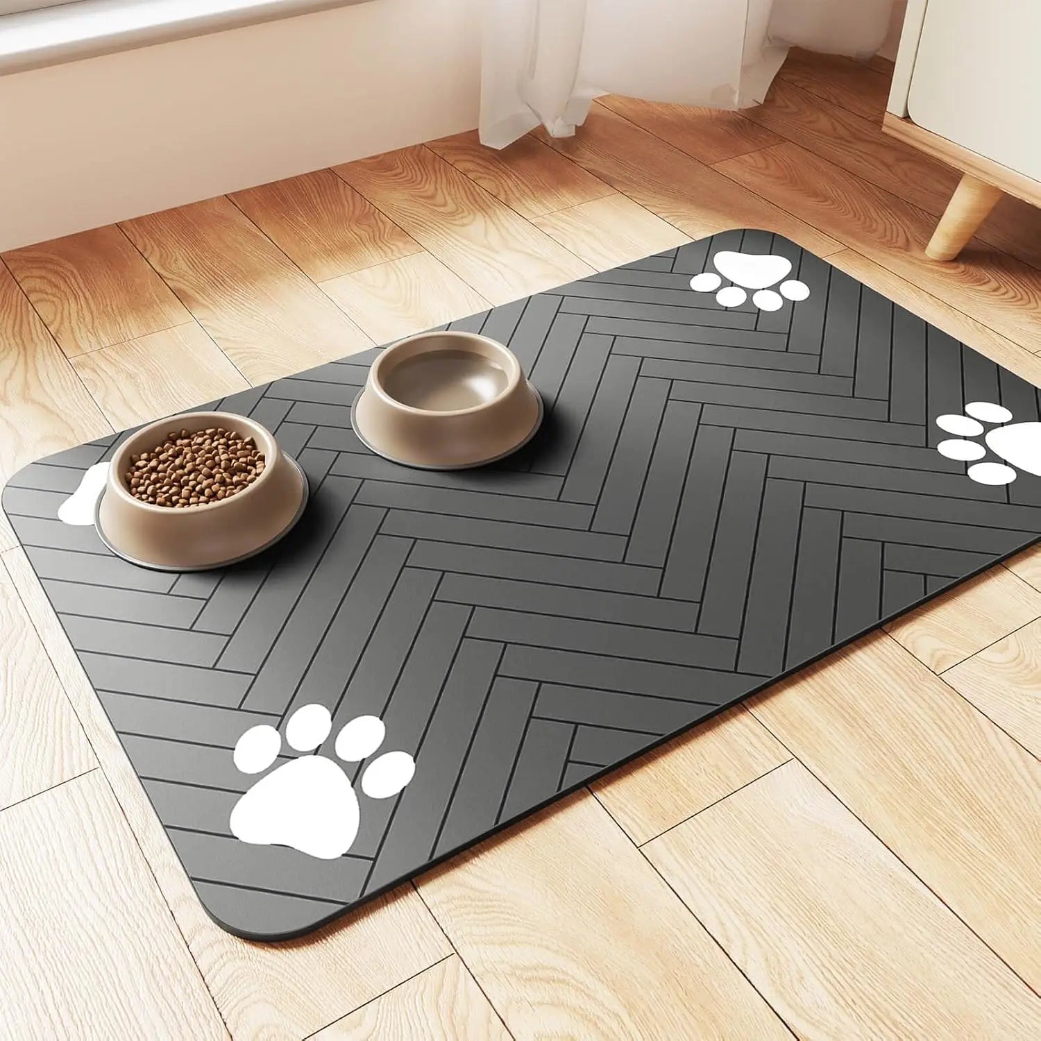 Absorbent Pet Feeding Mat with Non-Slip Waterproof Backing