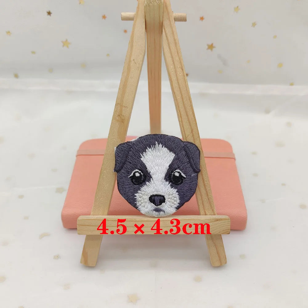 Dog Embroidery Iron-On Patch – Cute Dog Head Applique for Clothing & DIY