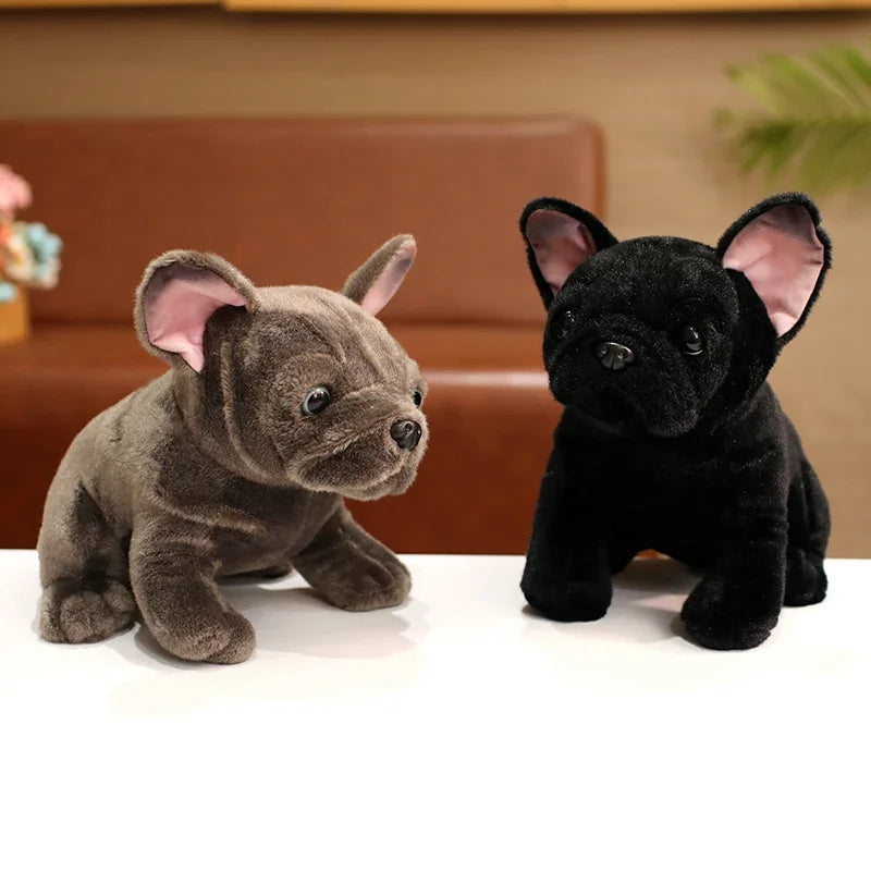 Realistic Bulldog Plush Toy – 28cm Lifelike Stuffed Bulldog in Black or Grey