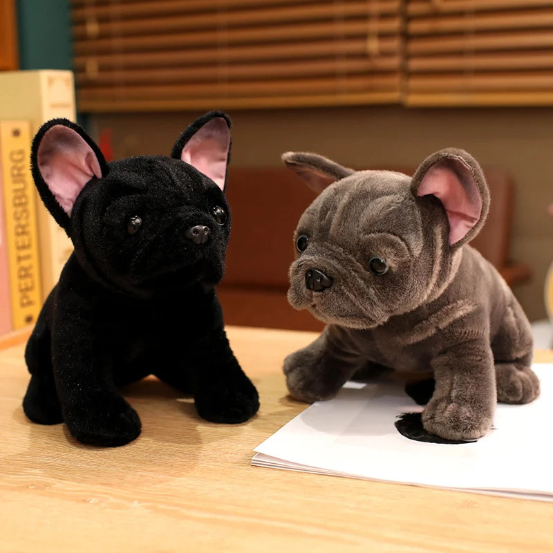 Realistic Bulldog Plush Toy – 28cm Lifelike Stuffed Bulldog in Black or Grey