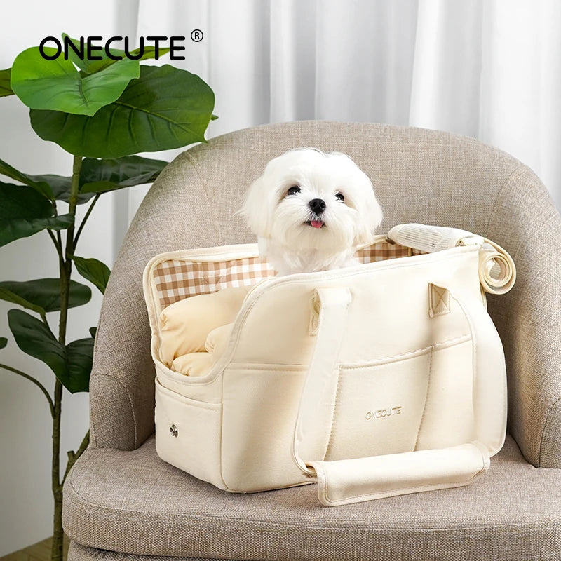 Portable Shoulder Dog Carrier Bag — Cotton Handbag for Small Dogs & Cats