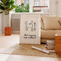 Walkies Funny Dog Wall Art Print – Hand Drawn Cute Doodle Poster, Minimalist Trendy Home Decor