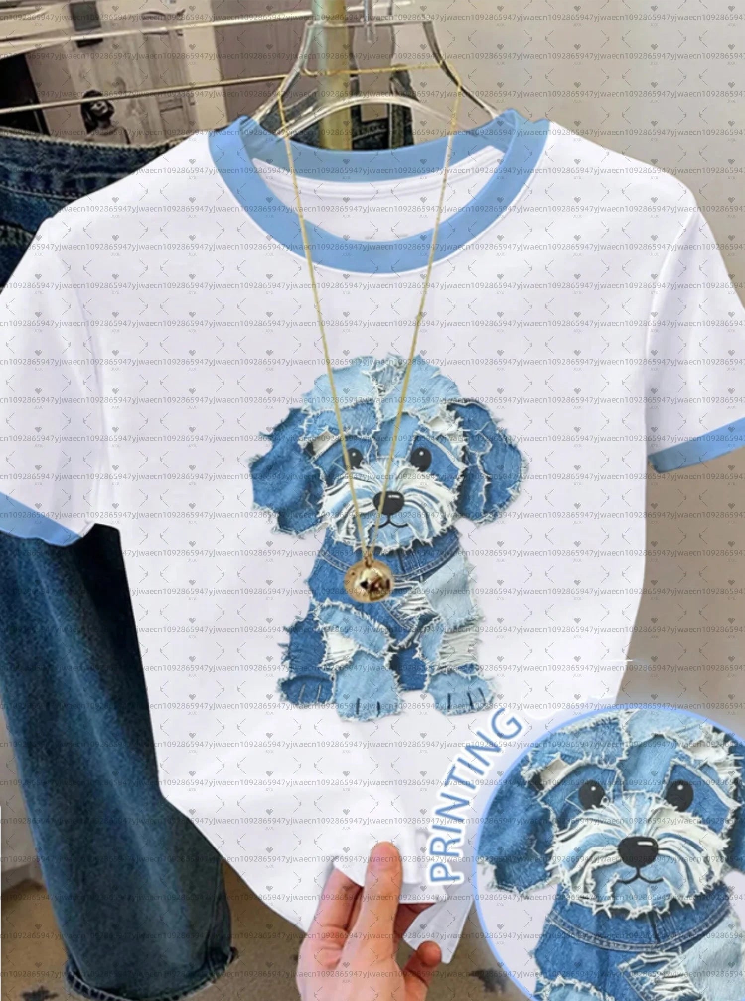 Women's Dog Print T-Shirt — Cute Puppy Design Plus Size Tee