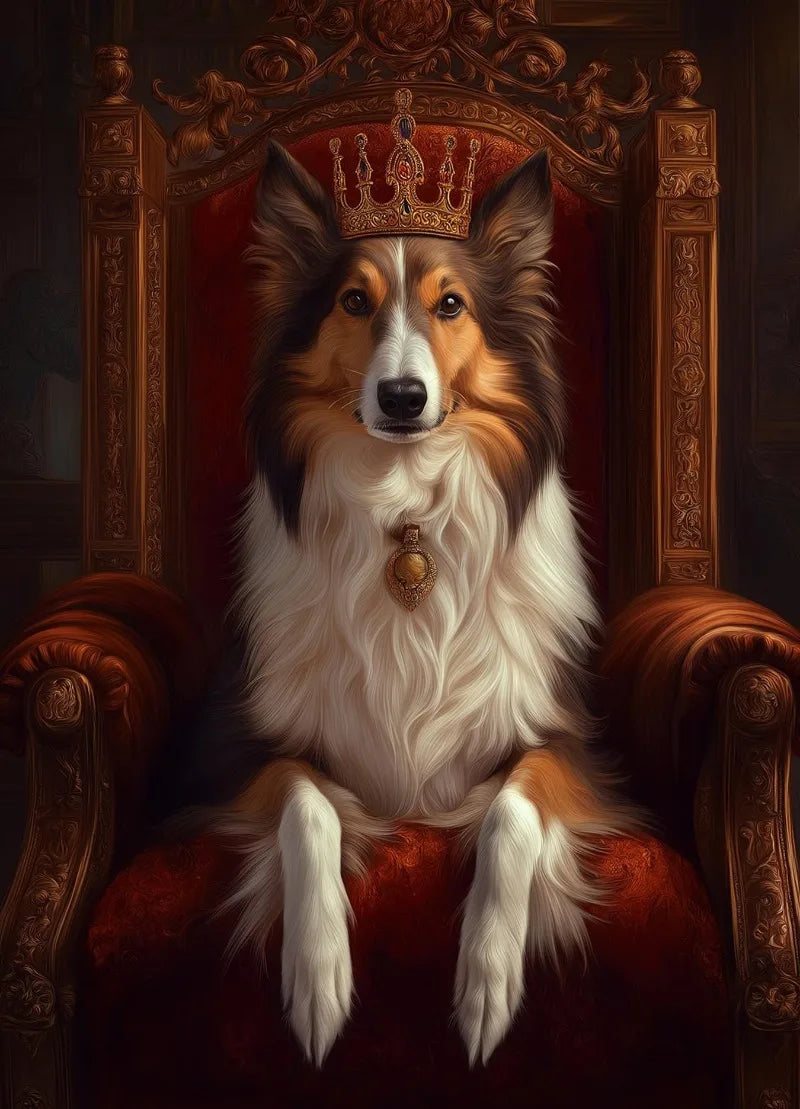 Royal Dog Portrait Canvas Print – Watercolour Wall Art for Dog Lovers