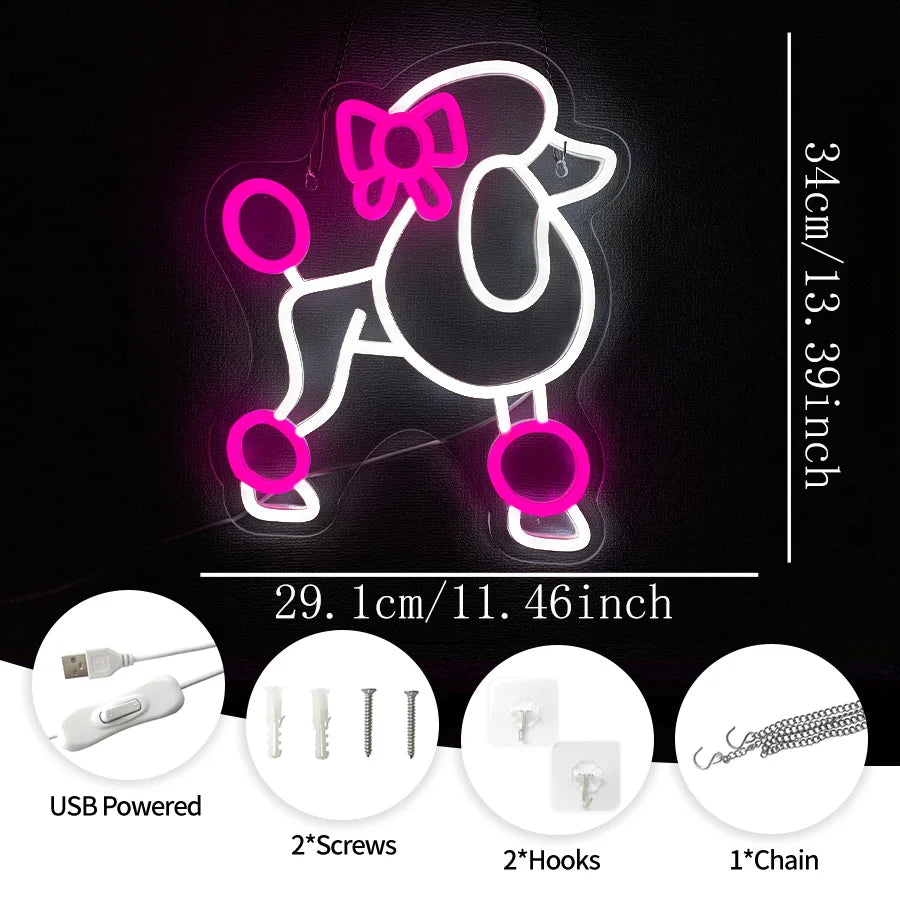 Poodle Dog Neon Sign — LED Wall Light for Bedroom & Home Decor