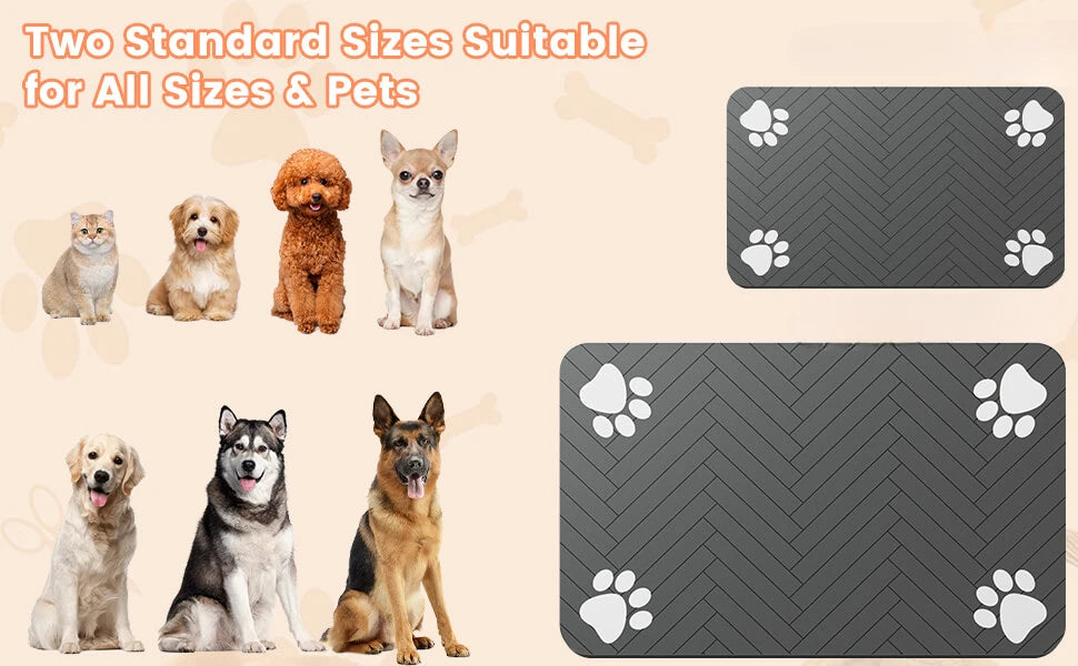 Absorbent Pet Feeding Mat with Non-Slip Waterproof Backing