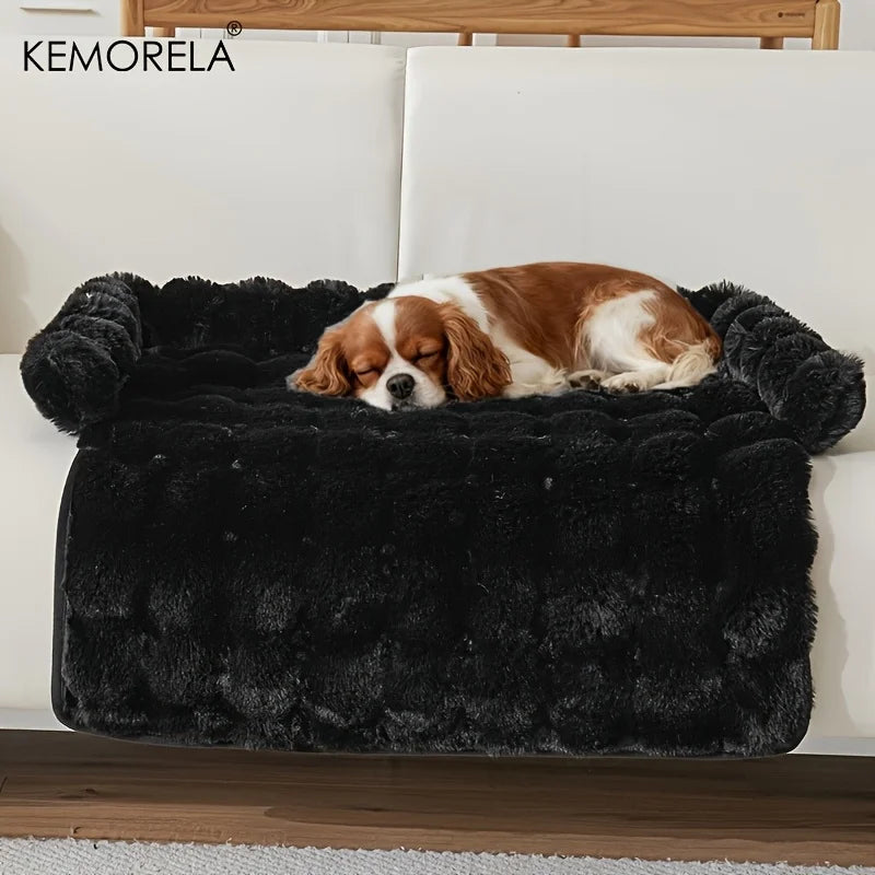 Faux Rabbit Fur Luxury Dog Bed — Plush Mattress with Pillow for Medium Dogs