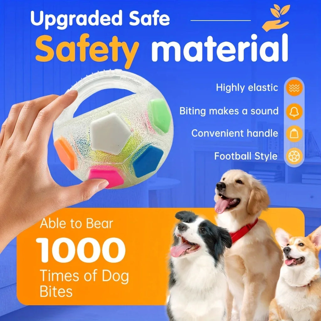 Squeaky Soccer Ball Dog Toy with Handle – Tug of War & Fetch Toy for All Breeds