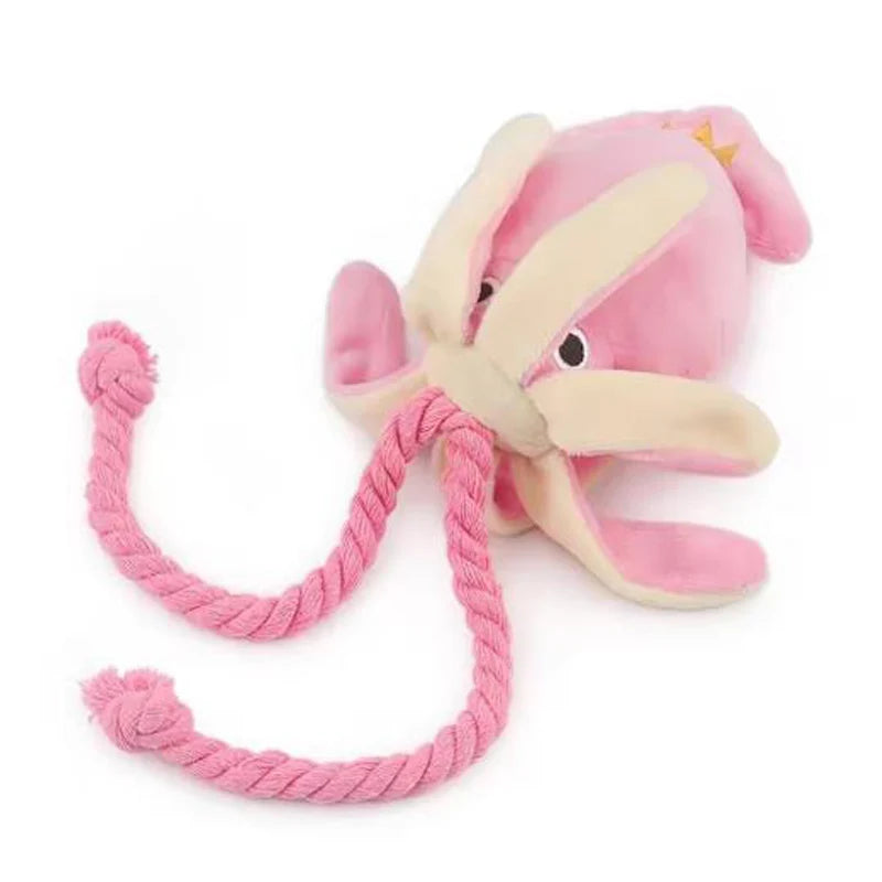 Squeaky Octopus Cotton Rope Dog Toy – Interactive Chew Toy for Teeth Cleaning