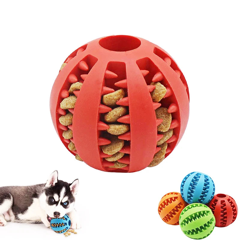 Rubber Treat Ball Dog Toy – Interactive Chew & Dental Cleaning Toy for Dogs