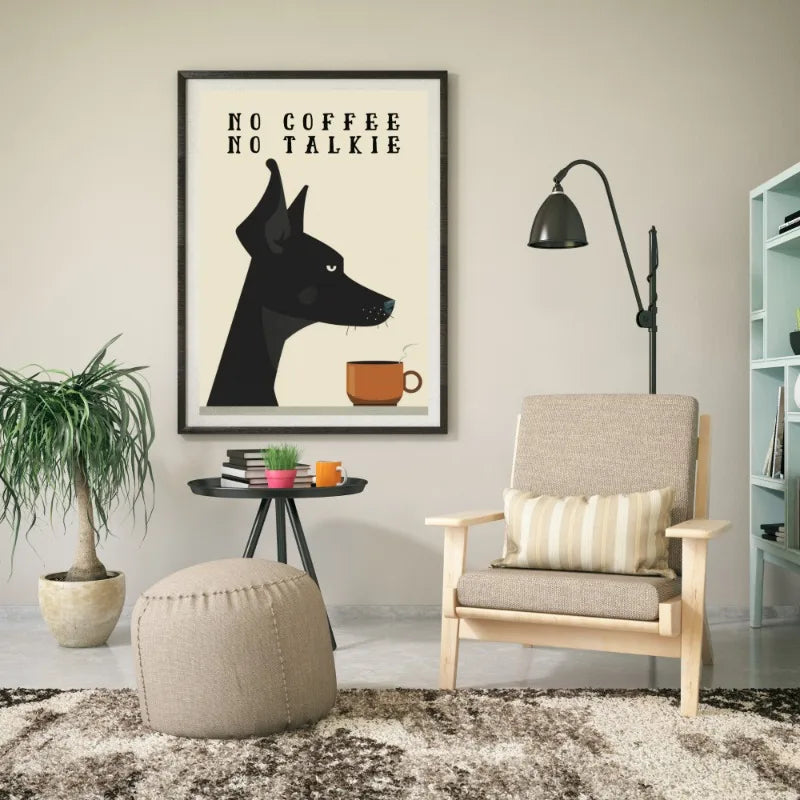 Boho Minimalist Dog & Cat Cafe Canvas Wall Art