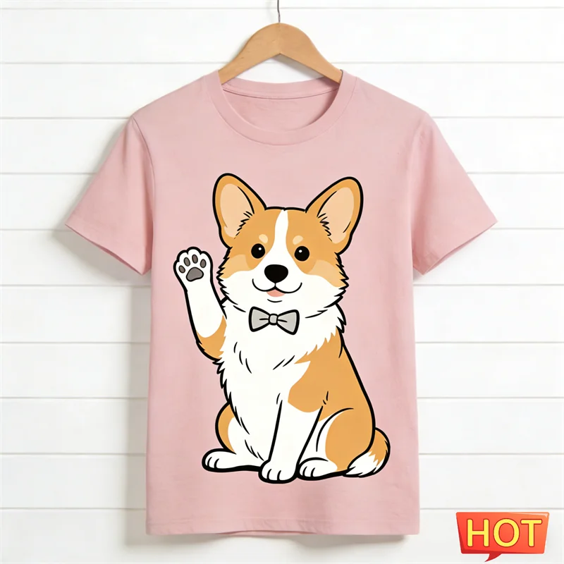 Cute Corgi Graphic T-Shirt — Funny 3D Dog Print Unisex Tee