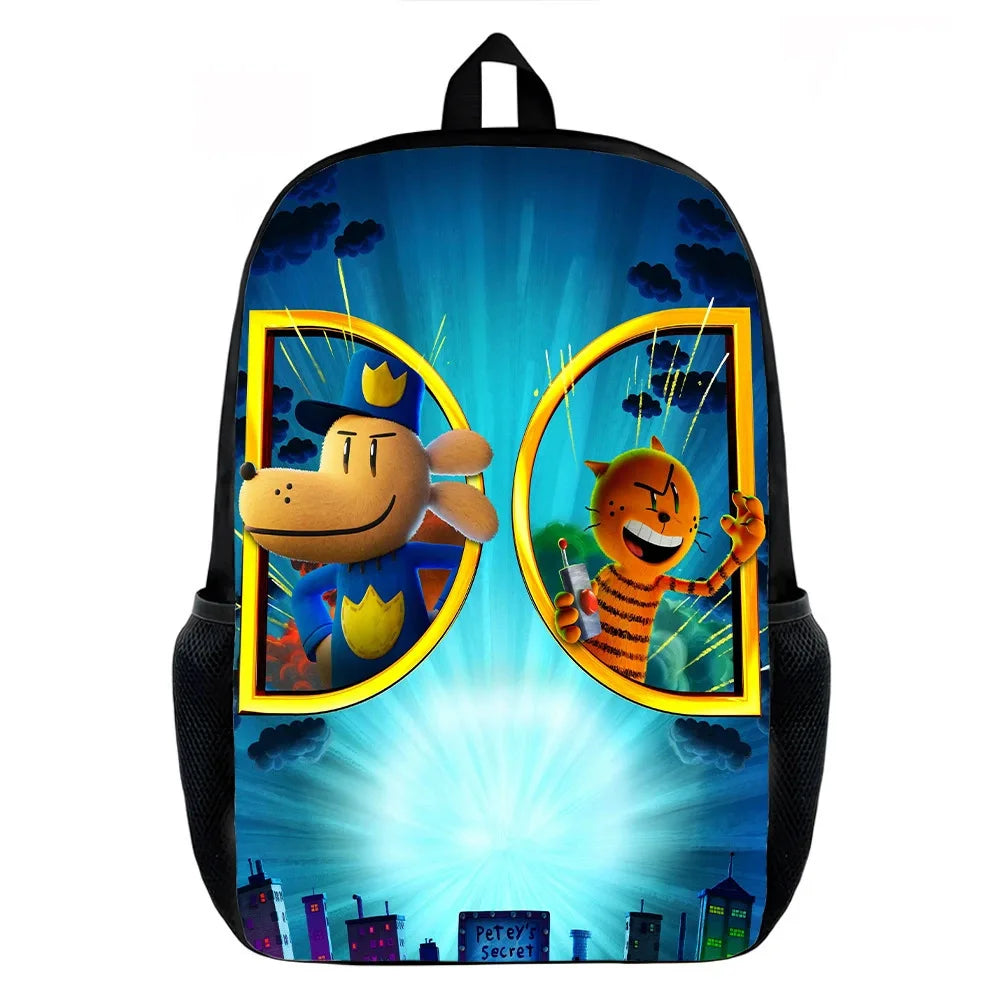 Dog Man Cartoon Backpack — Kids School Bag & Laptop Bag