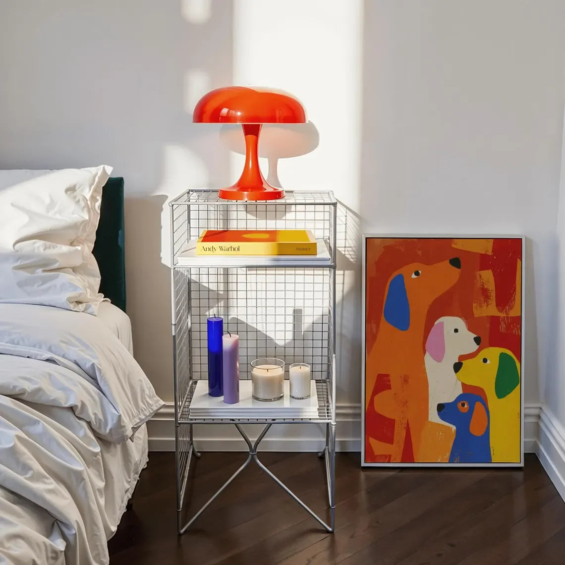 Vibrant Colorful Dog Quartet WALL ART PRINT DECOR – Playful Abstract Canine Painting, a Cheerful Statement Piece for Kids' Bedro