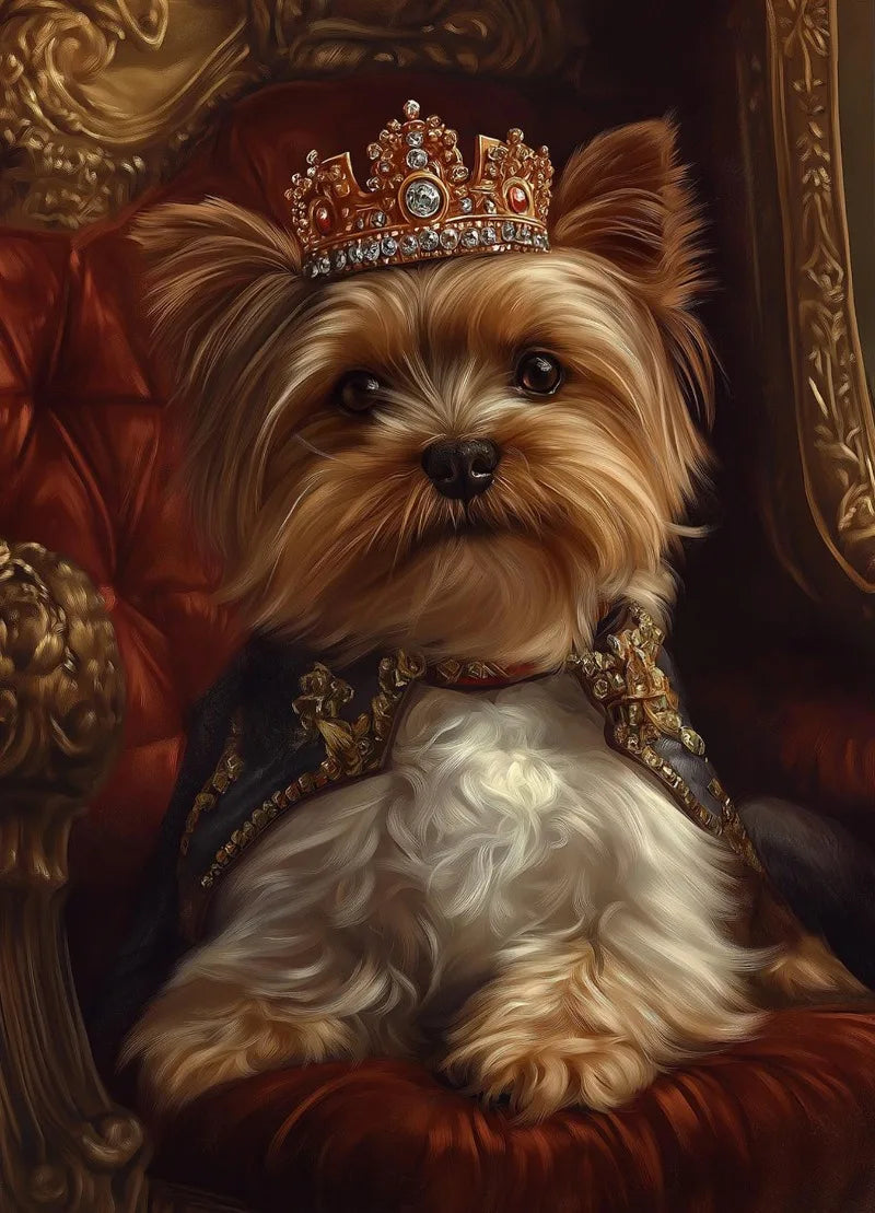 Royal Dog Portrait Canvas Print – Watercolour Wall Art for Dog Lovers