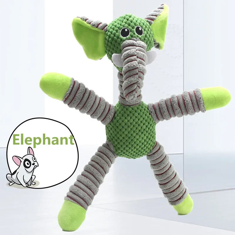 Squeaky Plush Dog Toy — Soft Animal Shape Chew & Molar Toy