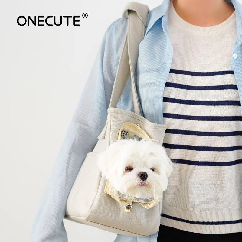 Portable Shoulder Dog Carrier Bag — Cotton Handbag for Small Dogs & Cats