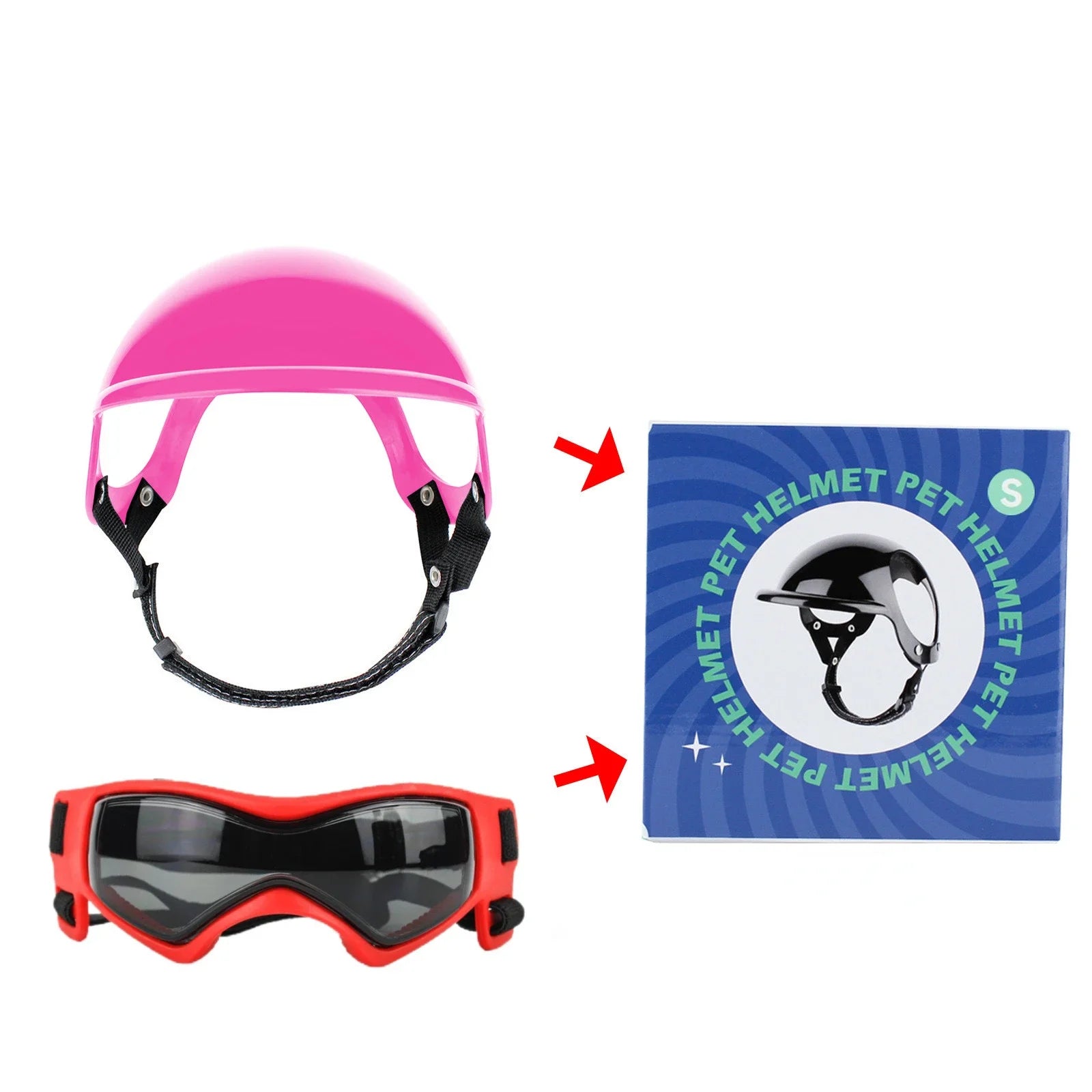 Dog Motorcycle Helmet & Goggles Set – Protective Riding Gear for Small Dogs