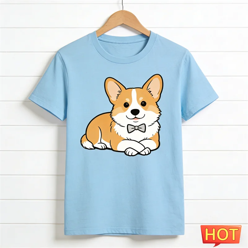 Cute Corgi Graphic T-Shirt — Funny 3D Dog Print Unisex Tee