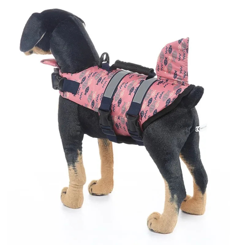 Shark Dog Life Jacket – Buoyancy Swim Vest with Rescue Handle for Dogs