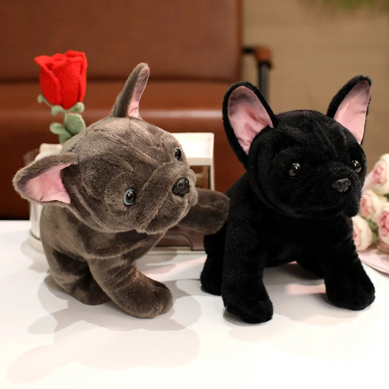 Realistic Bulldog Plush Toy – 28cm Lifelike Stuffed Bulldog in Black or Grey