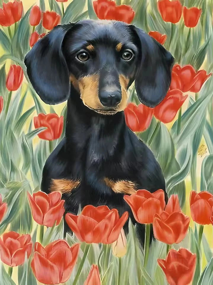 Dachshund 5D Diamond Painting Kit – DIY Dog Art Mosaic Craft for Home Decor