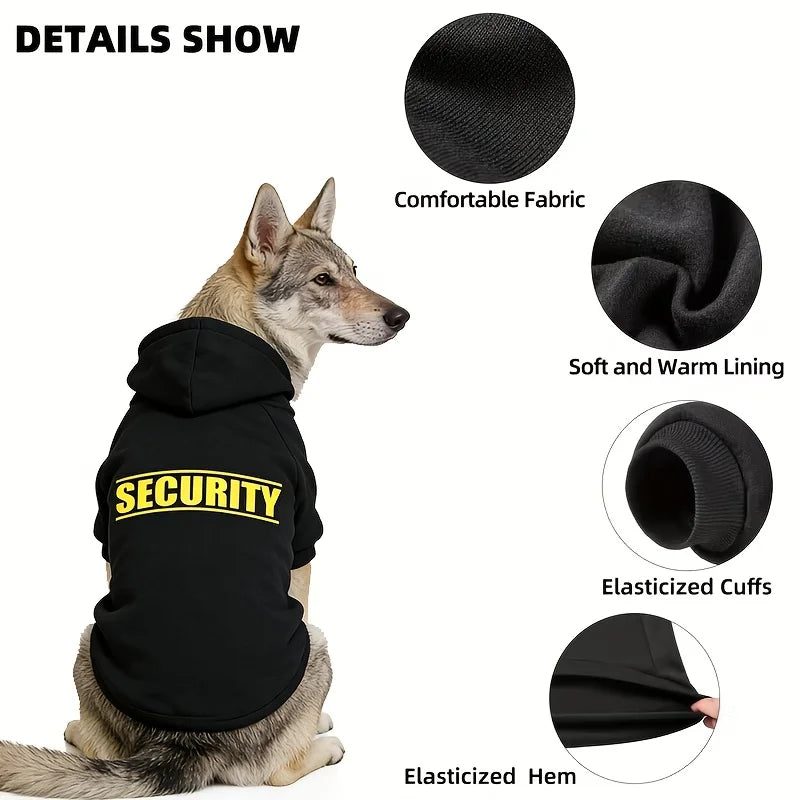SECURITY Dog Hoodie – Fleece-Lined Pullover for Medium to Large Dogs