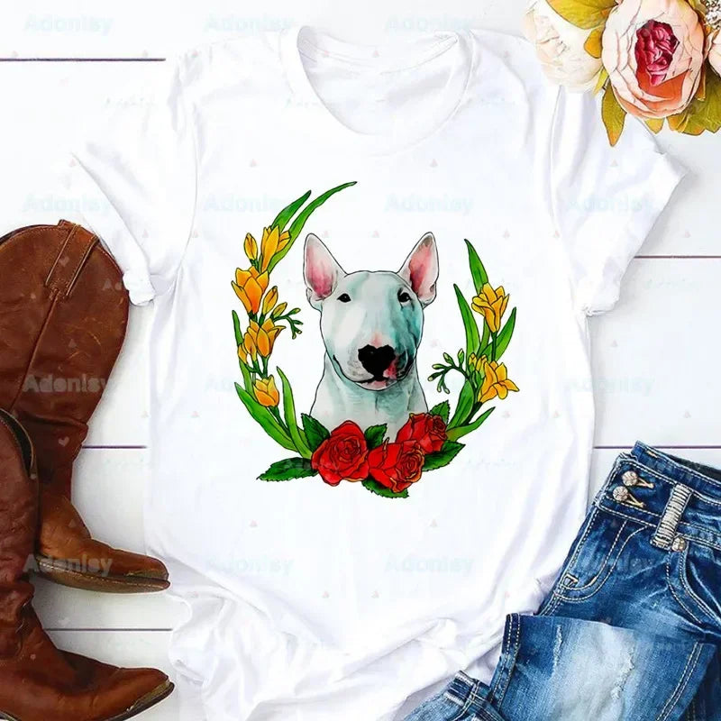Bull Terrier T-Shirt — Cute Dog Group Graphic Tee for Women (S–XXXL)