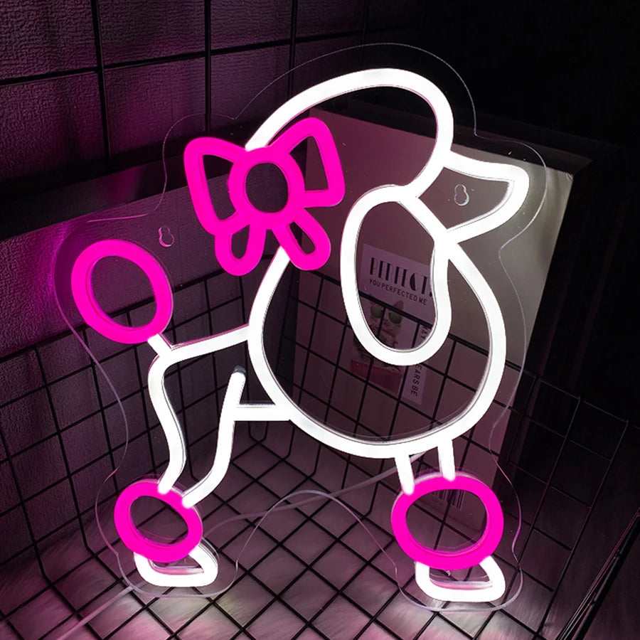 Poodle Dog Neon Sign — LED Wall Light for Bedroom & Home Decor