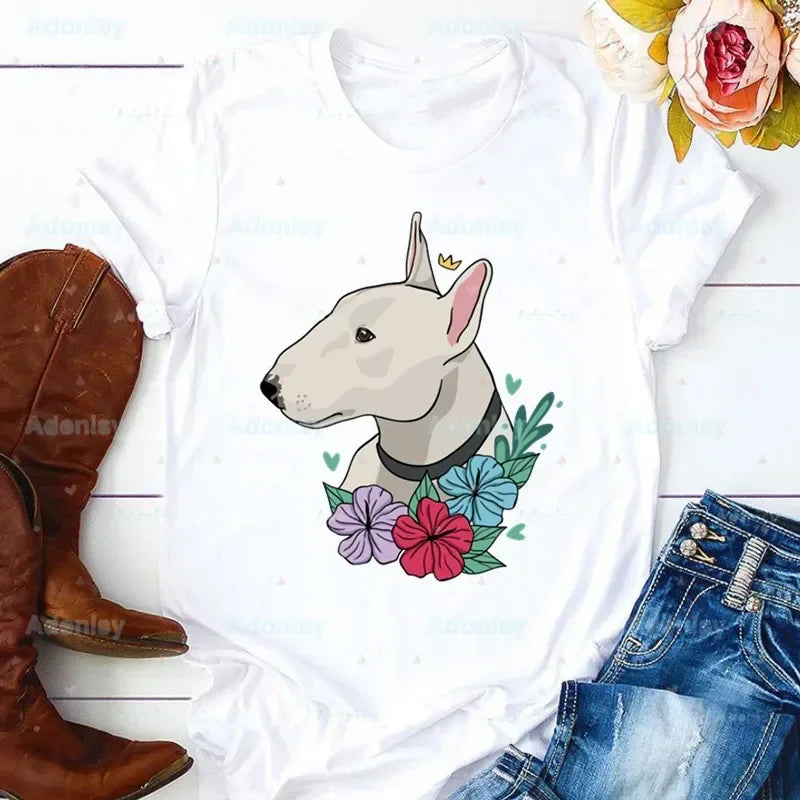 Bull Terrier T-Shirt — Cute Dog Group Graphic Tee for Women (S–XXXL)