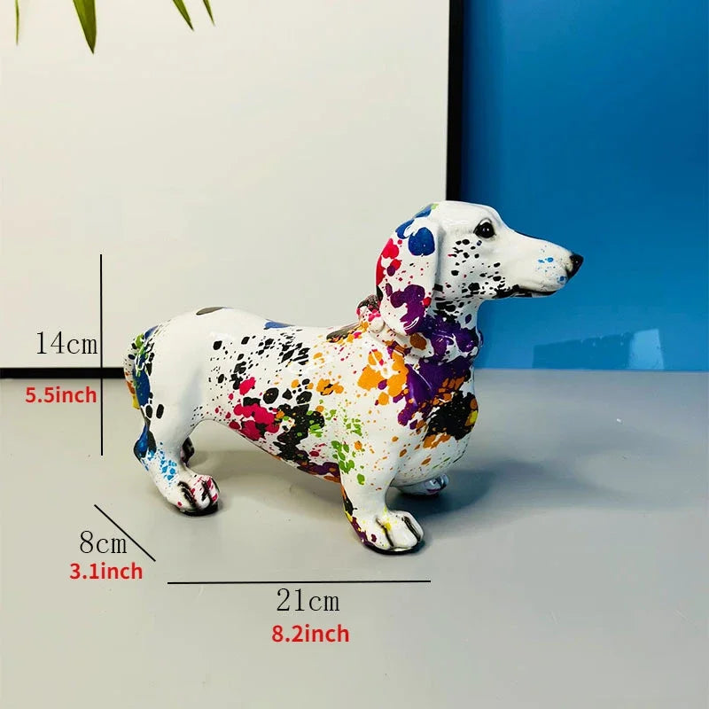 Colorful Dachshund Figurine – Hand-Painted Resin Decoration
