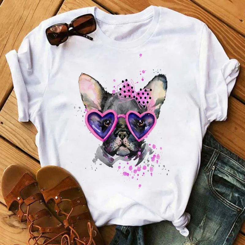 French Bulldog T-Shirt — Harajuku Animal Print Tee for Dog Lovers