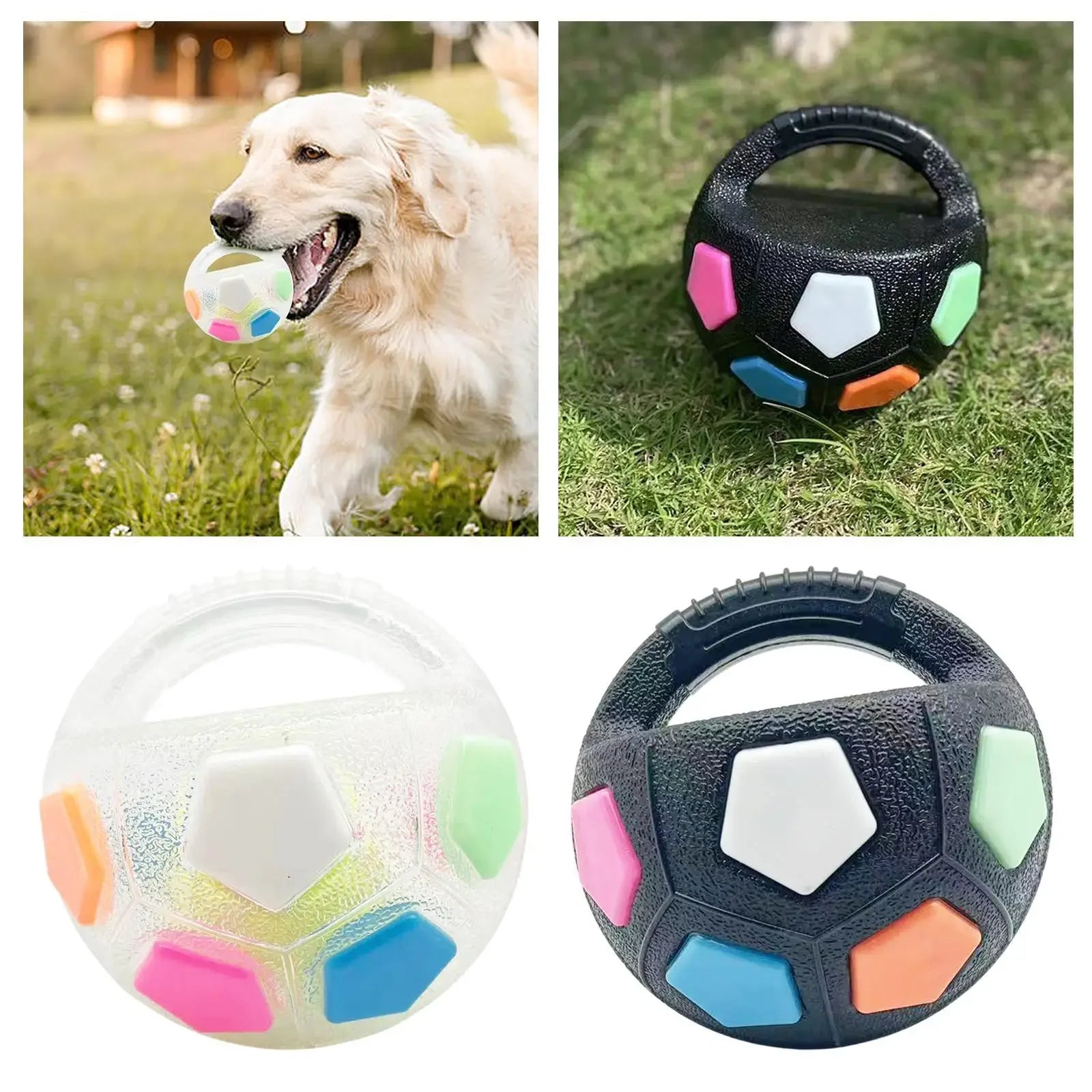 Squeaky Soccer Ball Dog Toy with Handle – Tug of War & Fetch Toy for All Breeds