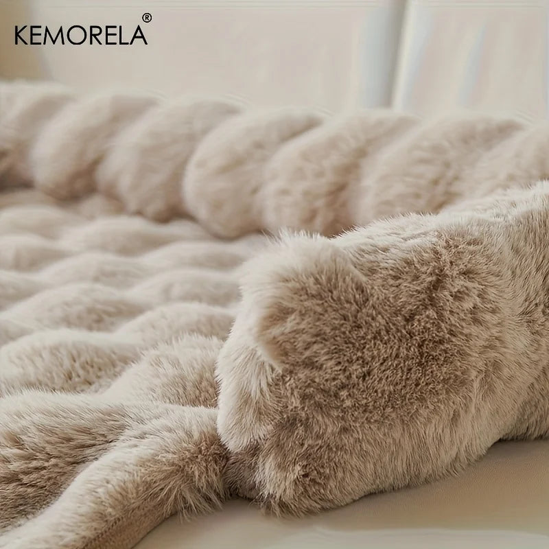 Faux Rabbit Fur Luxury Dog Bed — Plush Mattress with Pillow for Medium Dogs