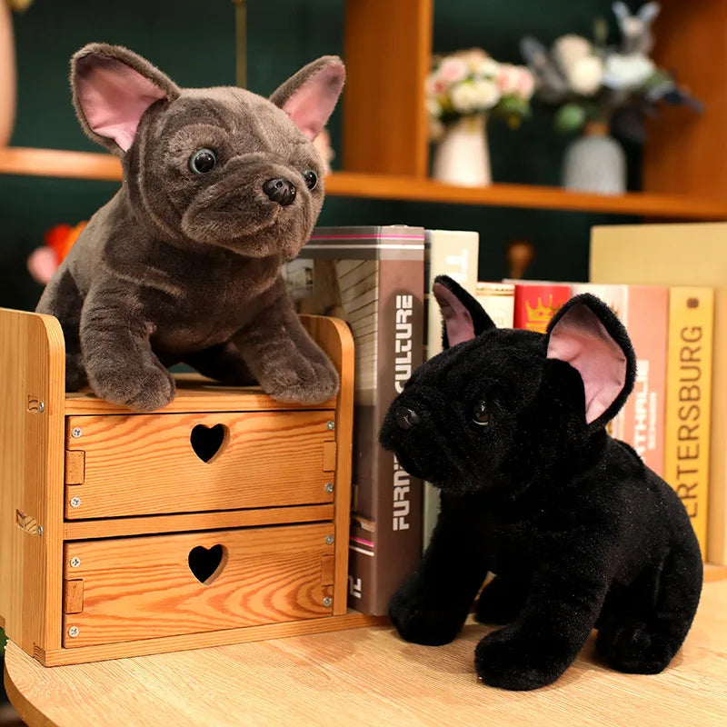 Realistic Bulldog Plush Toy – 28cm Lifelike Stuffed Bulldog in Black or Grey