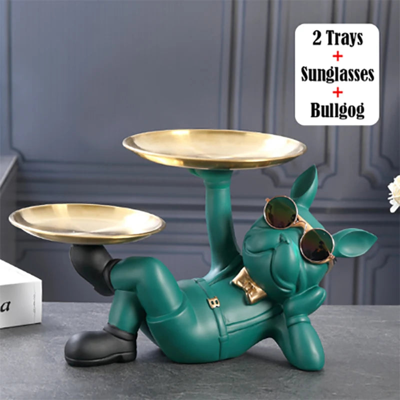 Colourful Bulldog Statue – Resin Dog Figurine for Home Decor, Shelf & Desk