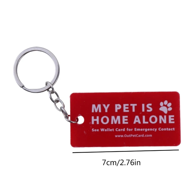 Pet Home Alone Emergency Keychain — Dog & Cat Contact Card Key Tag