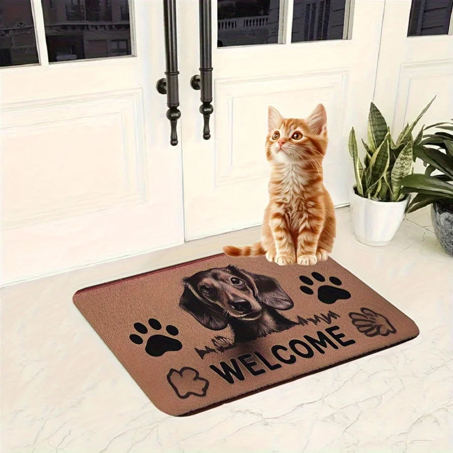 Dachshund Welcome Rug — Velvet Flannel Floor Mat for Dog Lovers