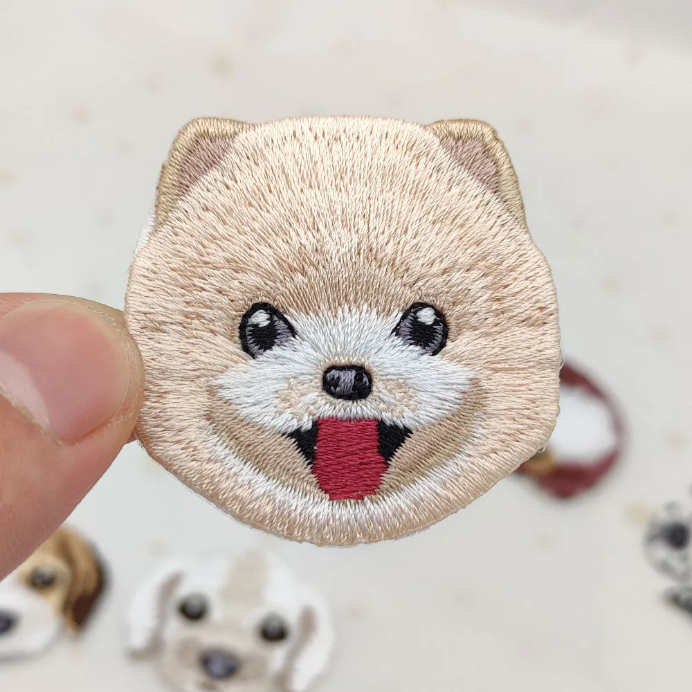 Dog Embroidery Iron-On Patch – Cute Dog Head Applique for Clothing & DIY