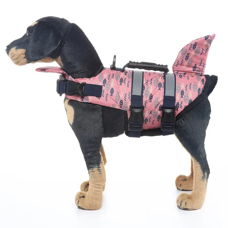 Shark Dog Life Jacket – Buoyancy Swim Vest with Rescue Handle for Dogs