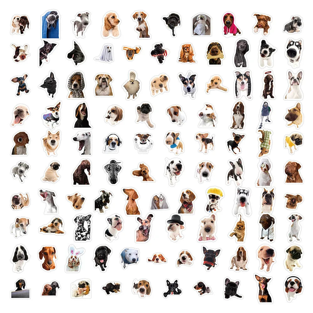 Cartoon Dog Sticker Pack — 104 Pieces